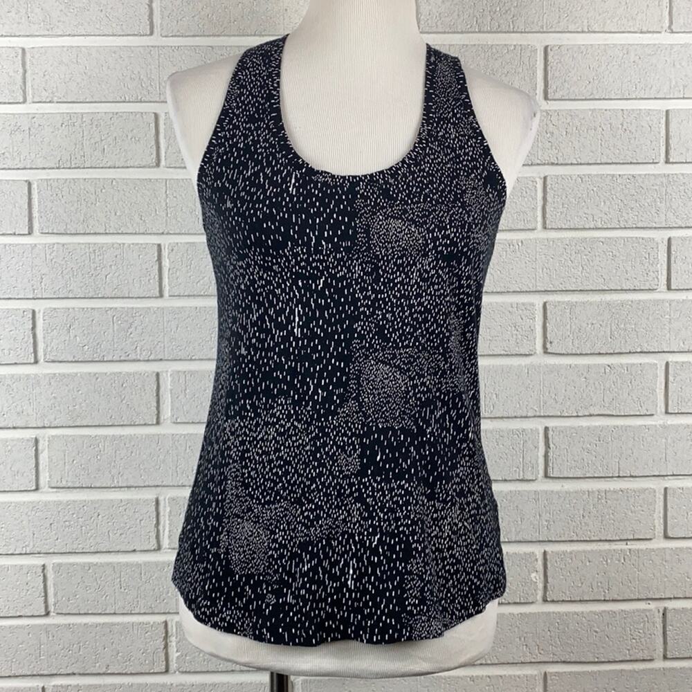 Fabletics Women's Racer Back Black & White Print Active Wear Top Size Small